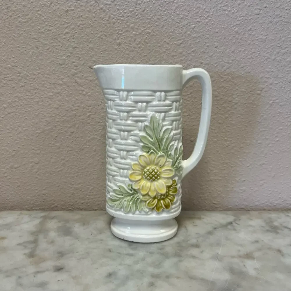 Vintage circa 1970s basketweave pitcher - Picture 2 of 9